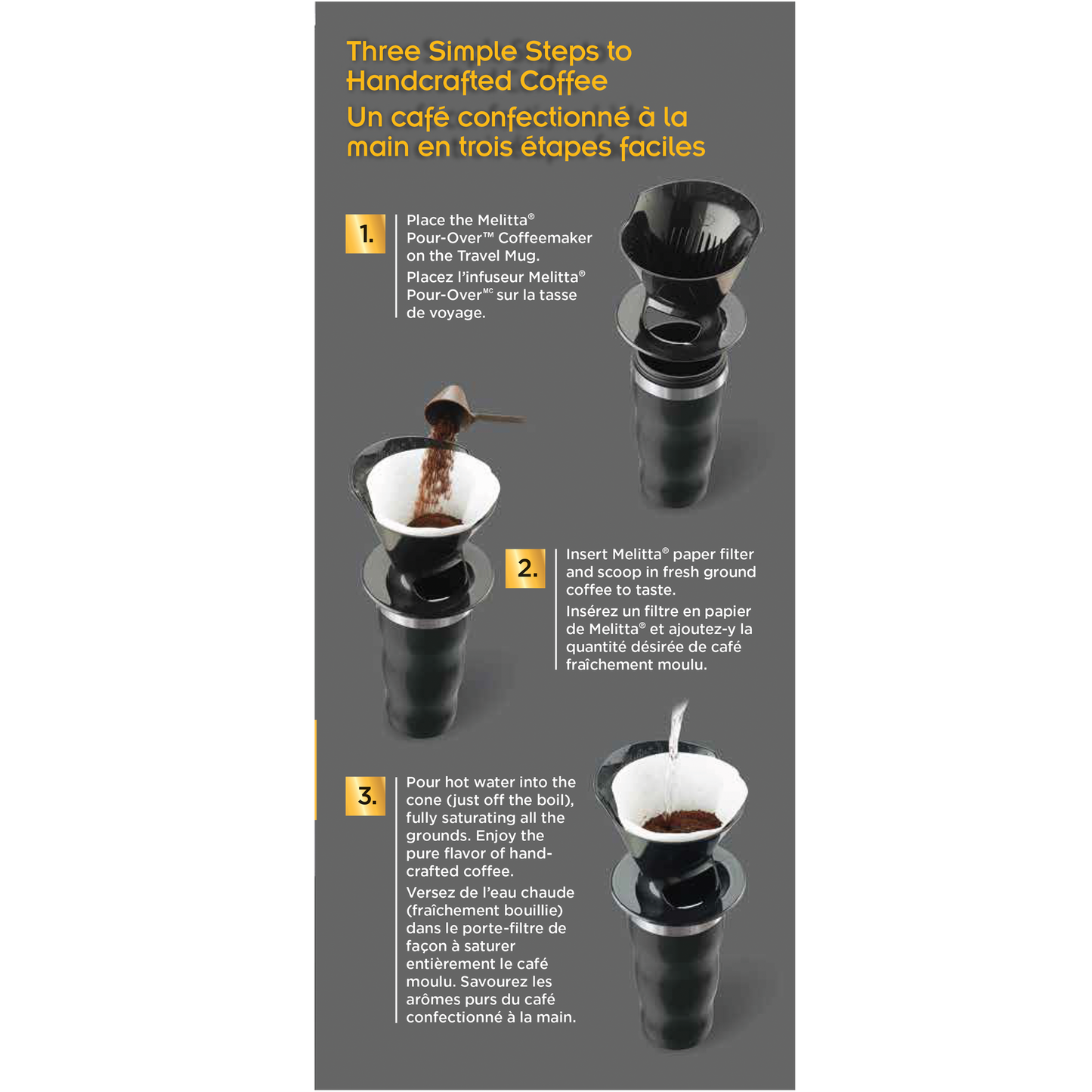 1-Cup Pour-Over Coffee Brew Cone & Travel Mug Set - Black