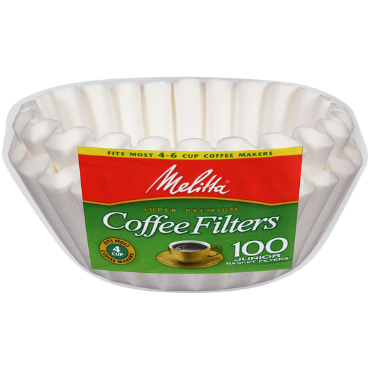 4-6 Cup Jr. Basket Filter Paper White - 100 Count