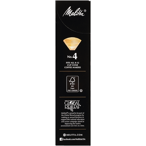 Melitta No. 4 Gourmet Filter Paper fits all 8-12 Cup Cone Coffeemakers that take #4 filters