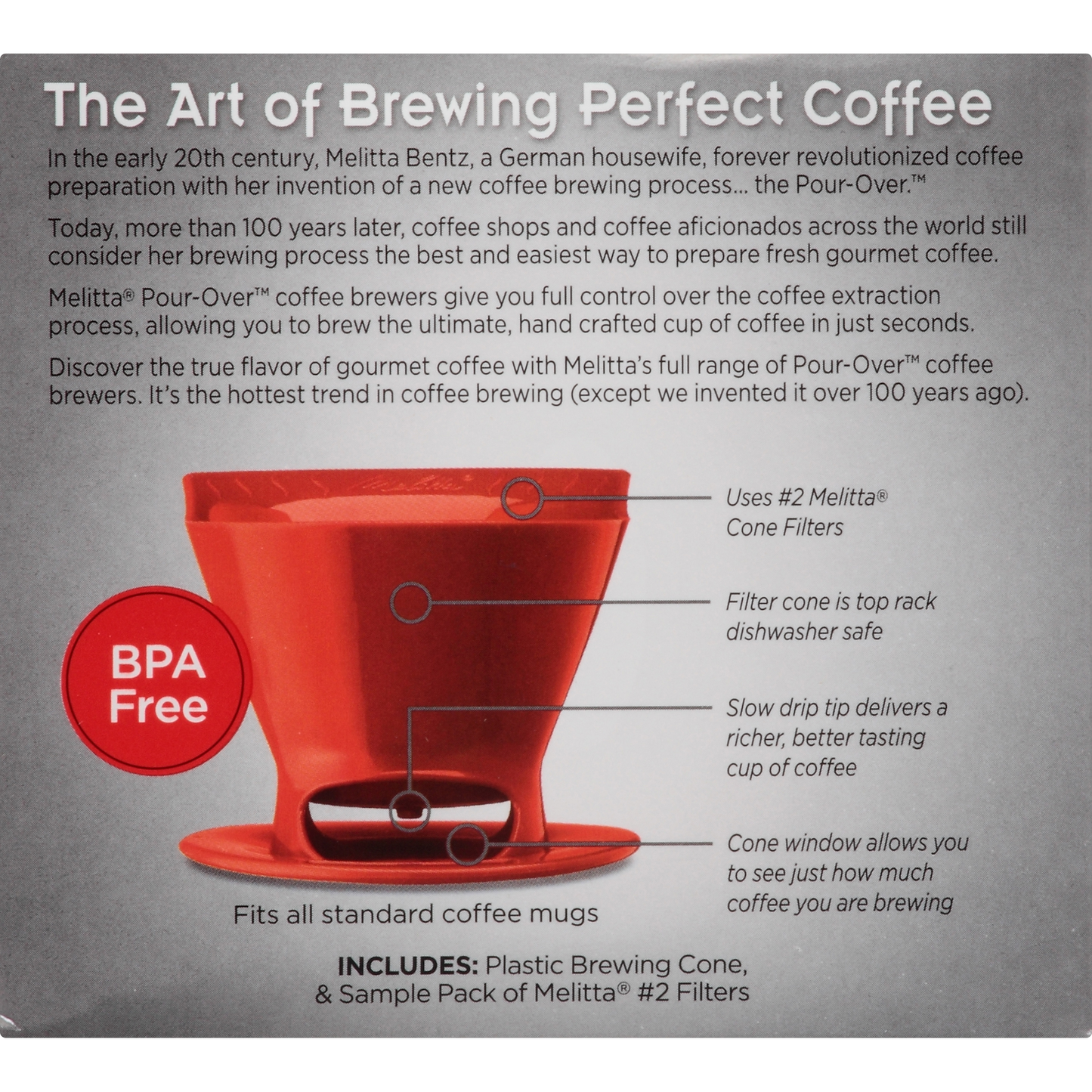1-Cup Pour-Over Coffee Brew Cone - Black