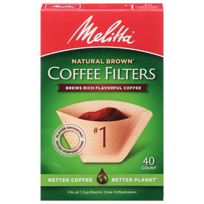 Melitta#1 Cone Filters Paper Natural Brown Compostible Coffee Filters