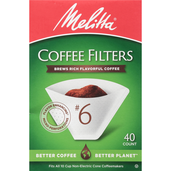 Melitta® #6 Cone Coffee Filter Paper White - 40 Ct | Official