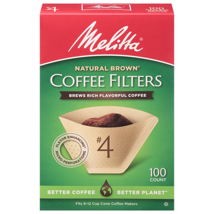 Melitta 4 Cone Coffee Filter Paper Natural Brown 100 Ct Melitta USA