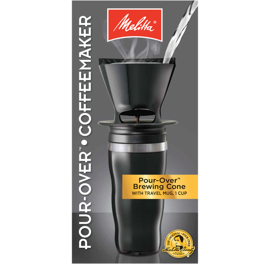 1-Cup Pour-Over Coffee Brew Cone & Travel Mug Set - Black