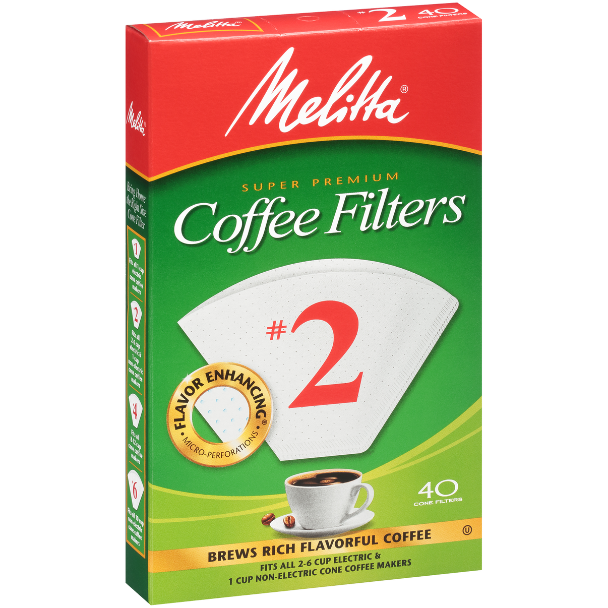 Melitta® 2 Cone Coffee Filter Paper White 40 Ct Official Melitta USA