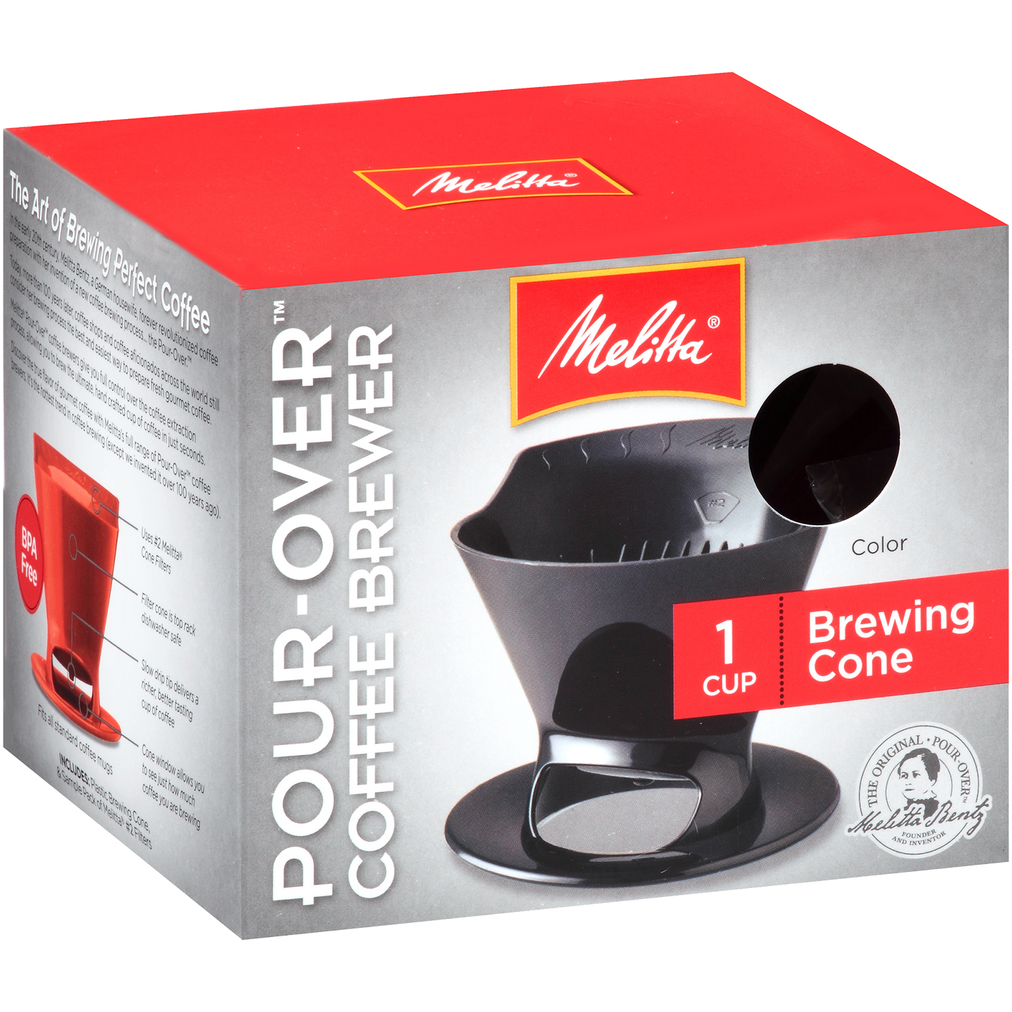 1-Cup Pour-Over Coffee Brew Cone - Black
