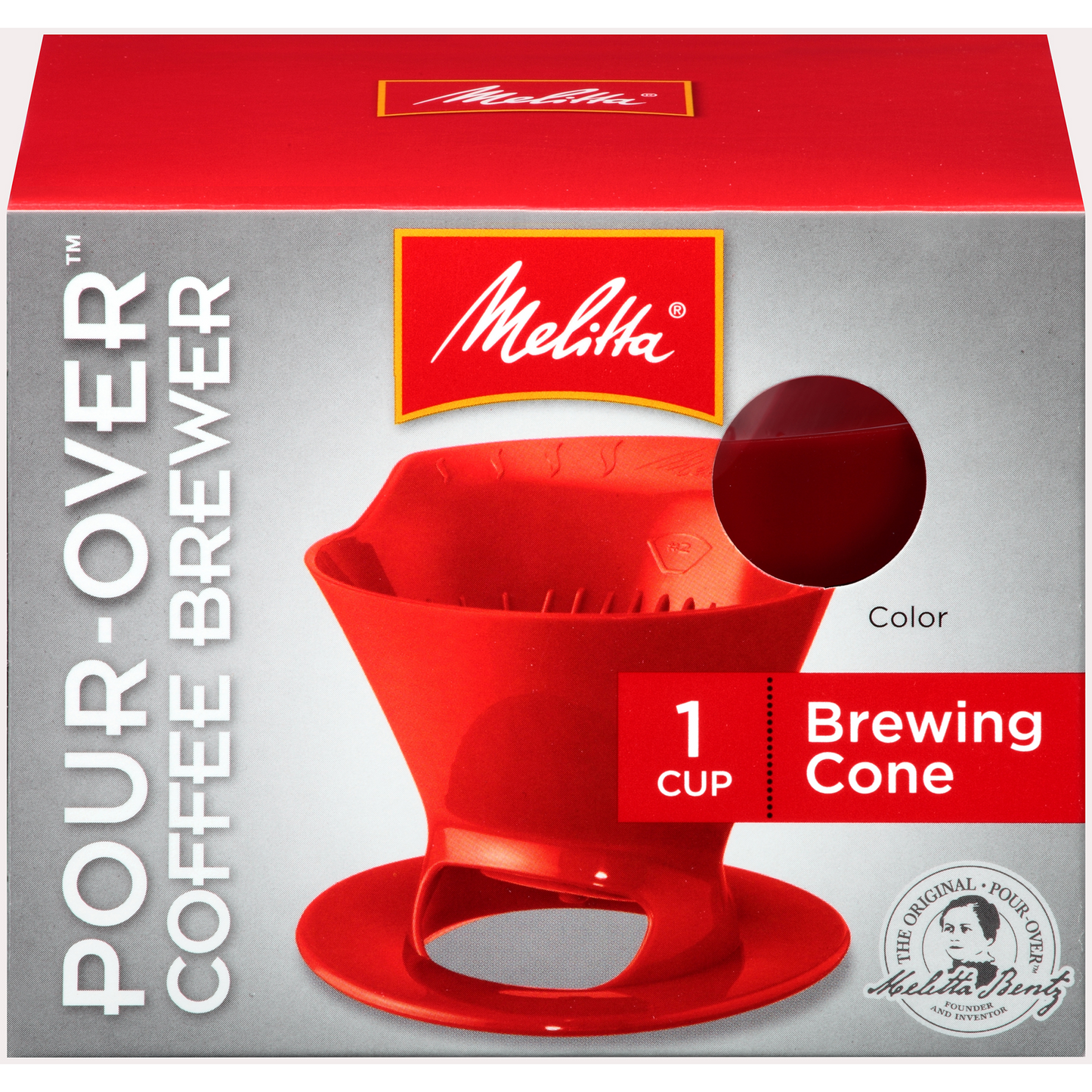 1-Cup Pour-Over Coffee Brew Cone - Red