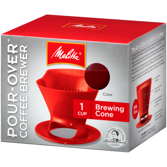 Melitta® 1Cup PourOver™ Coffee Brew Cone Red Official Melitta USA