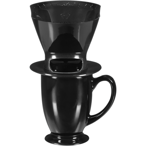 1-Cup Pour-Over™ Coffee Brew Cone & Ceramic Mug Set - Black hover