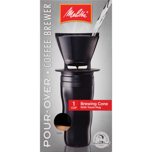 1-Cup Pour-Over Coffee Brew Cone & Travel Mug Set - Black hover