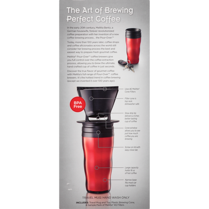 1-Cup Pour-Over Coffee Brew Cone & Travel Mug Set - Black