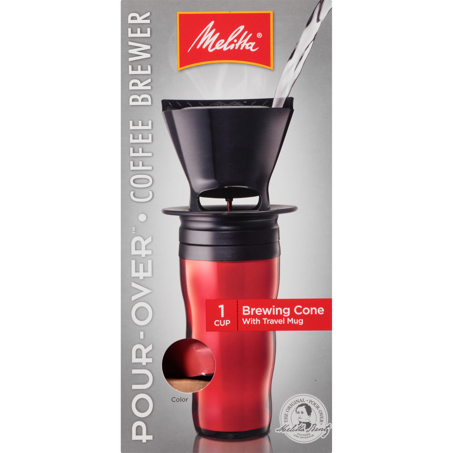 1-Cup Pour-Over Coffee Brew Cone & Travel Mug Set - Black