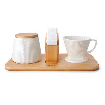 Artisan Porcelain Pour-Over Coffeemaker/Canister Set - White