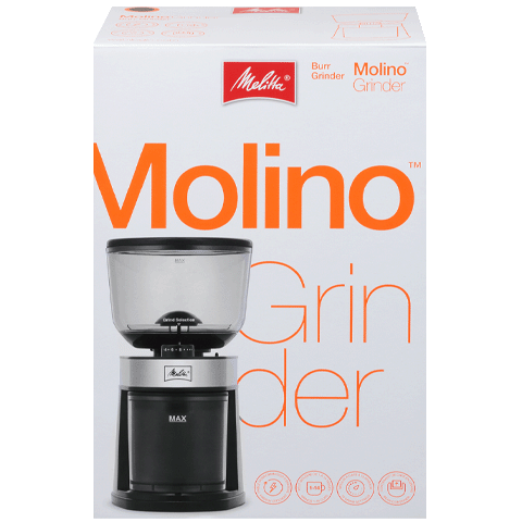 Melitta Molino Flat Burr Coffee Grinder | Whole Bean Grinder | Easy Clean & Assembly | Safety Lock Feature | Capacity: 8 oz (225 G)/14 Cups