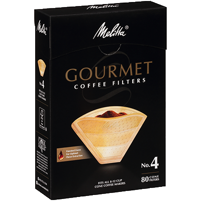 Melitta #4 Natural Brown Gourmet Cone Coffee Filters, 80 Count, Pack of 6